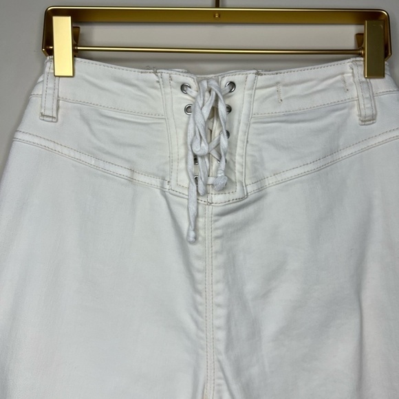 Free People CRVY Lace-Up Crop Wide-Leg Jeans in Ivory Size 26 - Picture 5 of 5